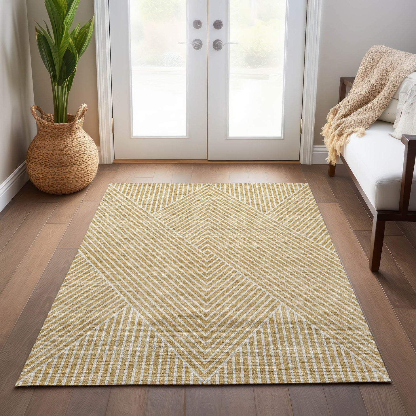 Tapis Chantille géométrique moderne lavable en machine pour intérieur/extérieur