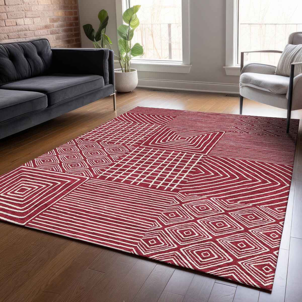 Tapis moderne en mosaïque Chantille lavable en machine pour intérieur/extérieur