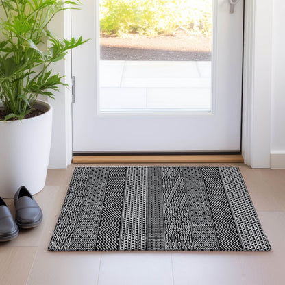 Tapis Chantille à rayures modernes, lavable en machine, pour intérieur et extérieur