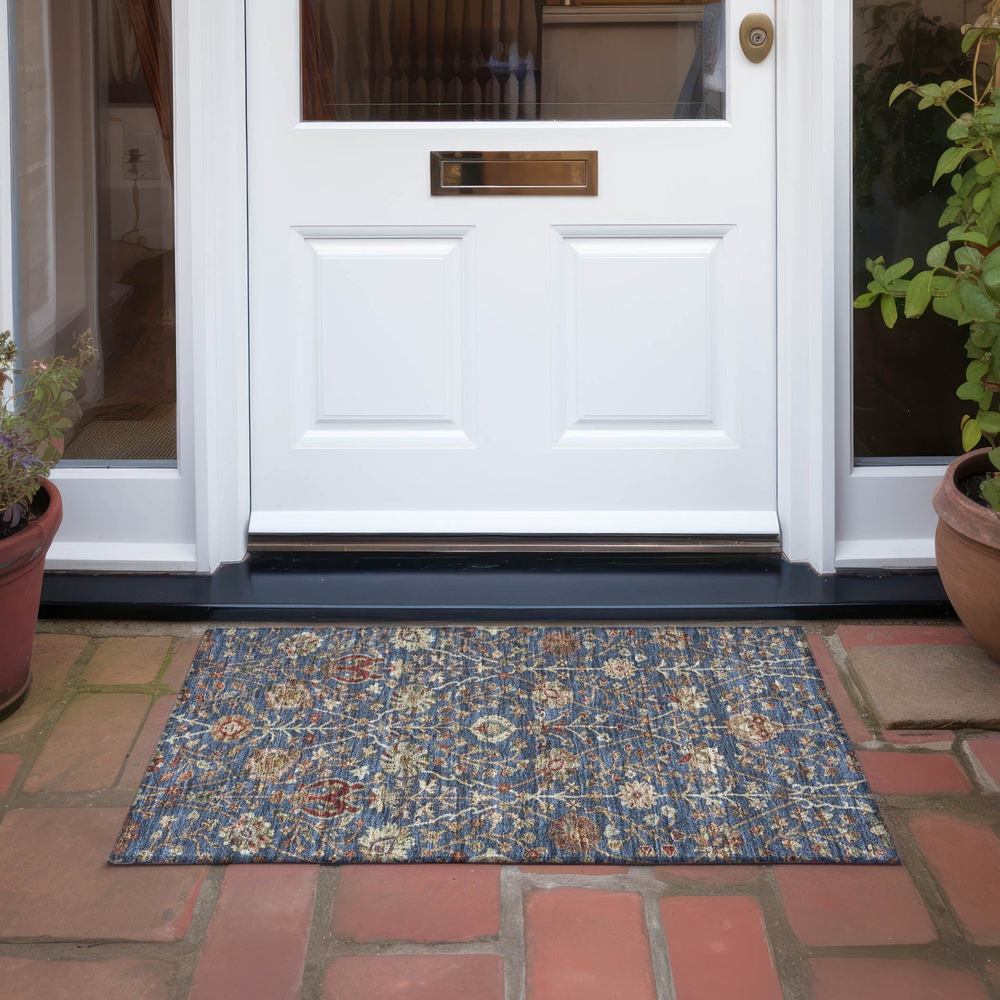 Tapis traditionnel Kashan Chantille lavable en machine pour intérieur/extérieur