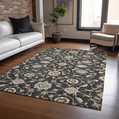 Tapis traditionnel KashanChantille lavable en machine pour intérieur/extérieur