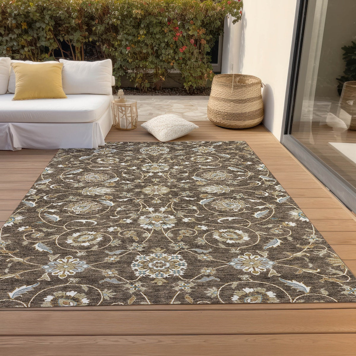 Tapis traditionnel KashanChantille lavable en machine pour intérieur/extérieur