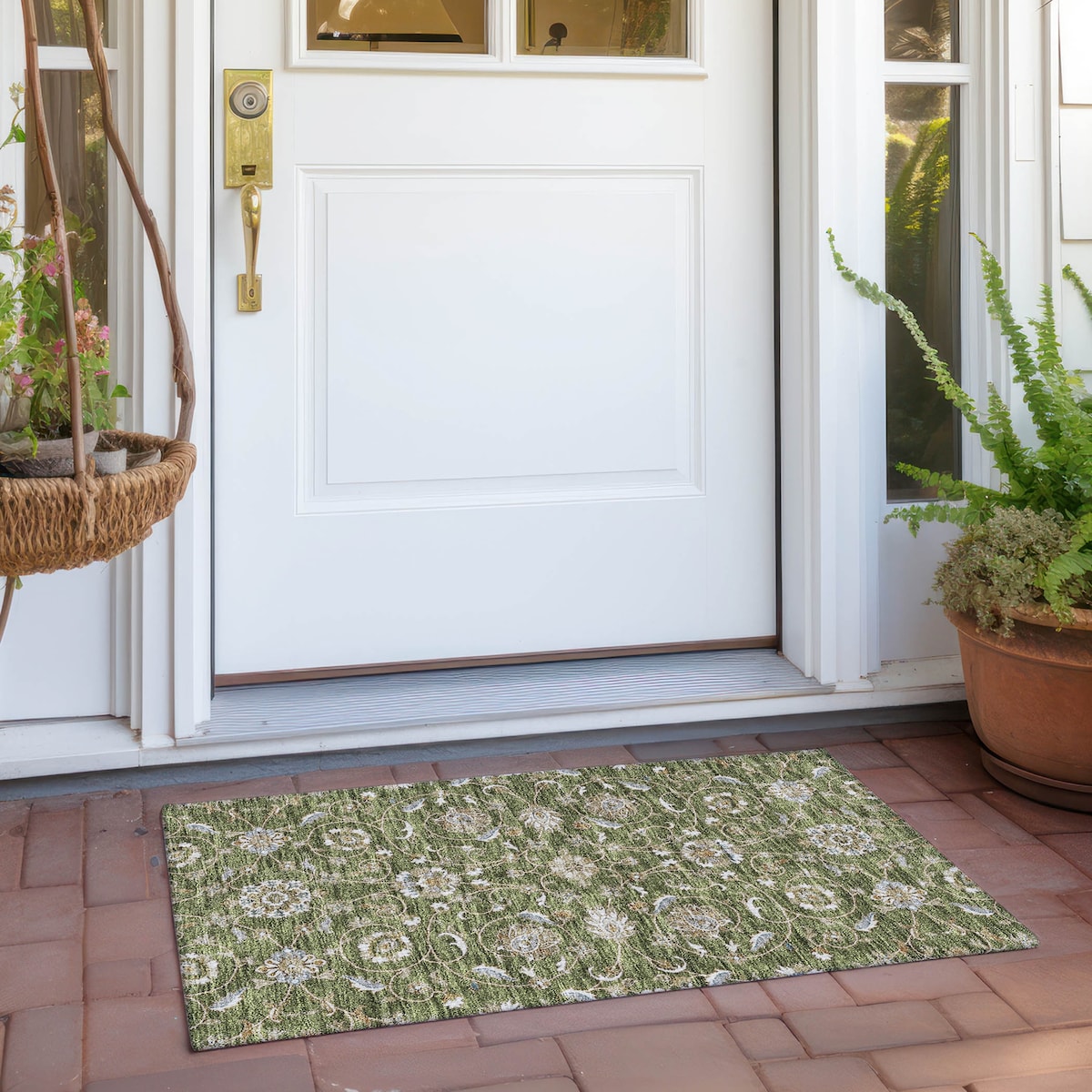 Tapis traditionnel KashanChantille lavable en machine pour intérieur/extérieur