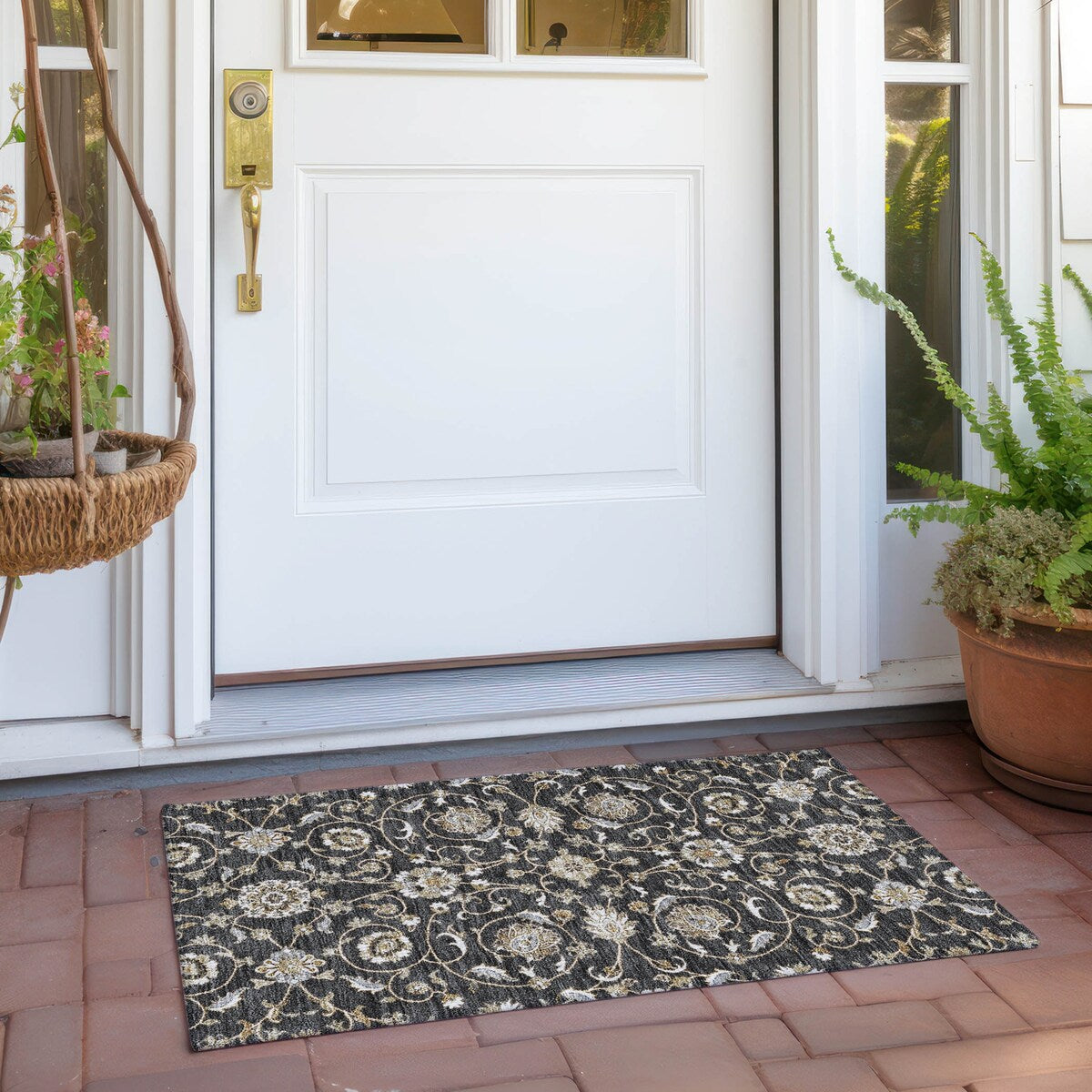 Tapis traditionnel KashanChantille lavable en machine pour intérieur/extérieur