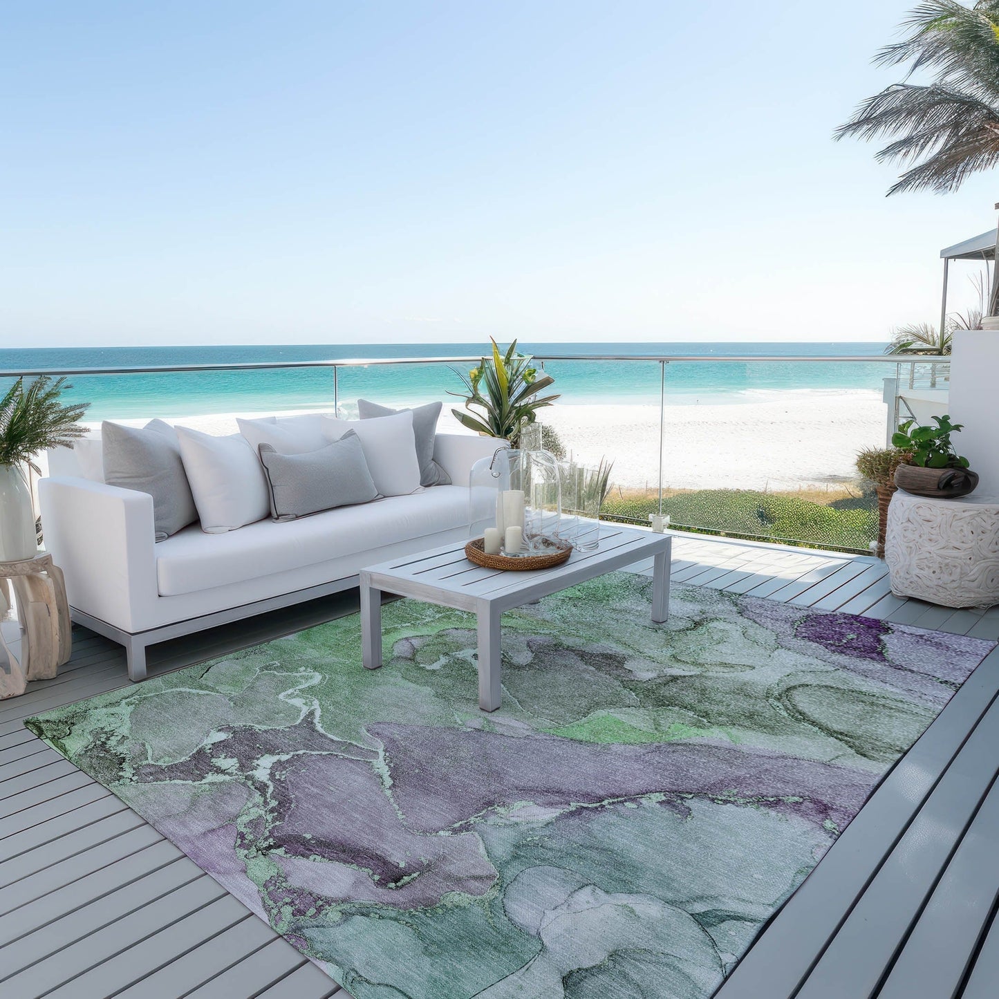 Tapis Chantille aquarelle lavable en machine pour intérieur/extérieur