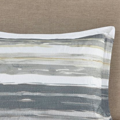 Collection de couette et de courtepointe imprimée en seersucker 8 pièces Madison Park Anchorage