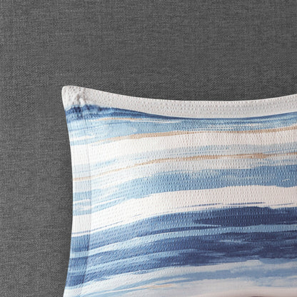 Collection de couette et de courtepointe imprimée en seersucker 8 pièces Madison Park Anchorage