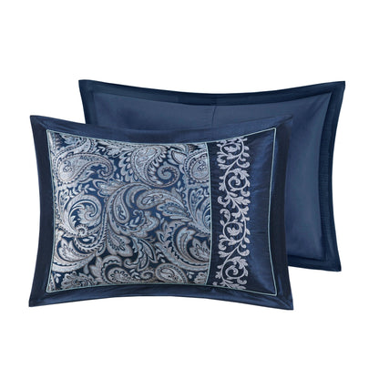 Ensemble de couette jacquard 7 pièces Madison Park Elaine bleu marine