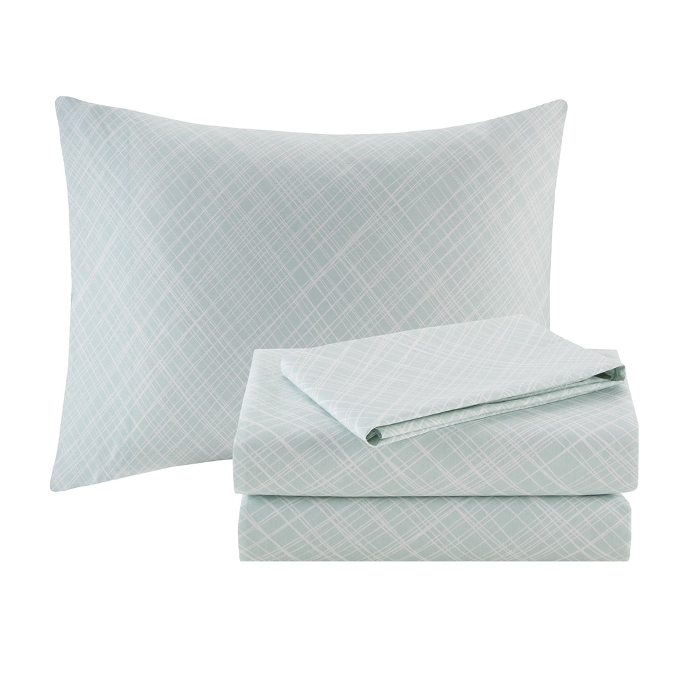 Ensemble de couette Madison Park Essentials Pelham Bay corail/vert avec draps en coton