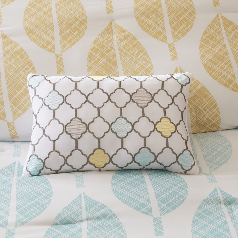 Ensemble de couette 9 pièces Madison Park Essentials Pelham Bay jaune/turquoise avec draps en coton