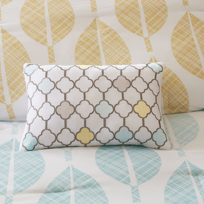 Ensemble de couette 9 pièces Madison Park Essentials Pelham Bay jaune/turquoise avec draps en coton