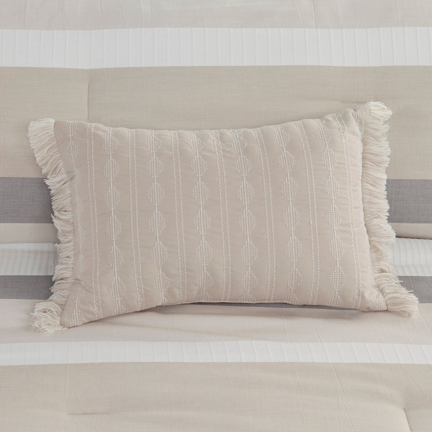 Ensemble de couette jacquard 5 pièces Madison Park Levi Blue/Naturel