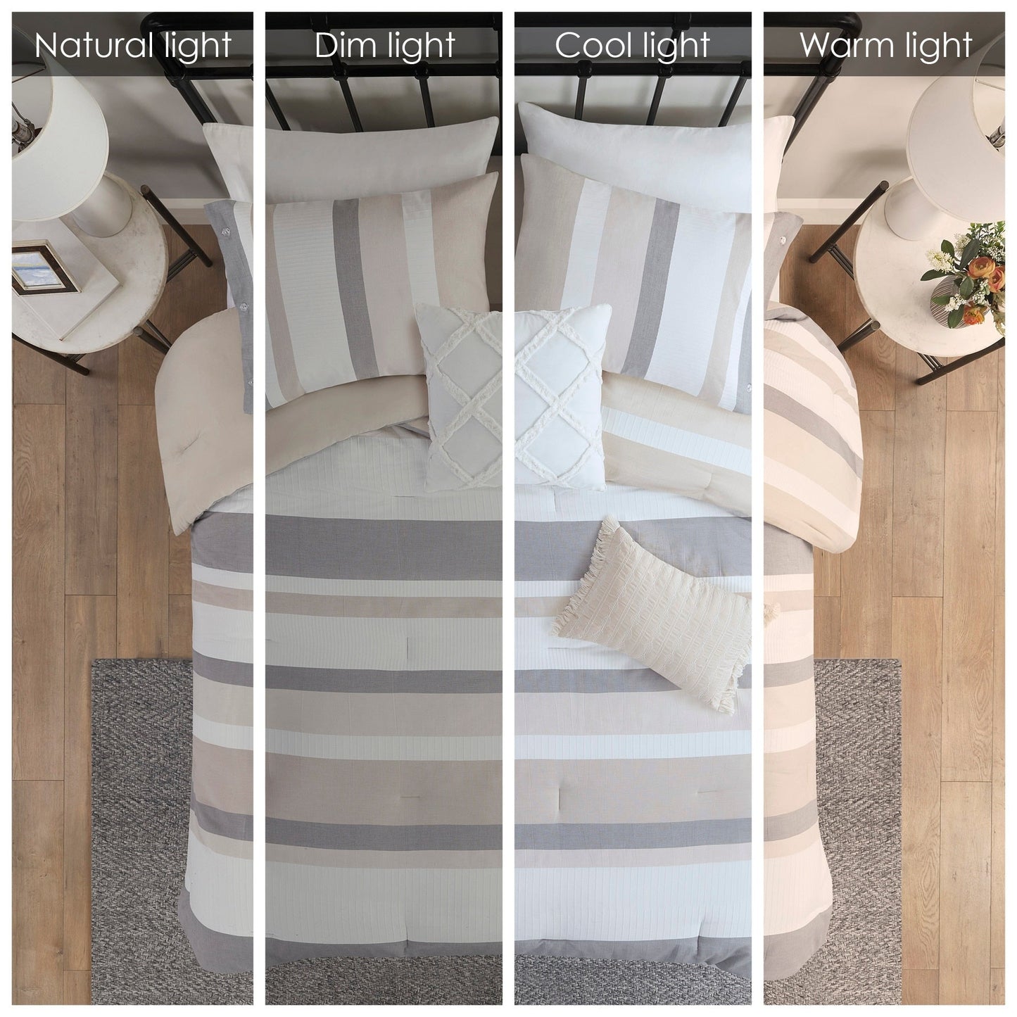 Ensemble de couette jacquard 5 pièces Madison Park Levi Blue/Naturel