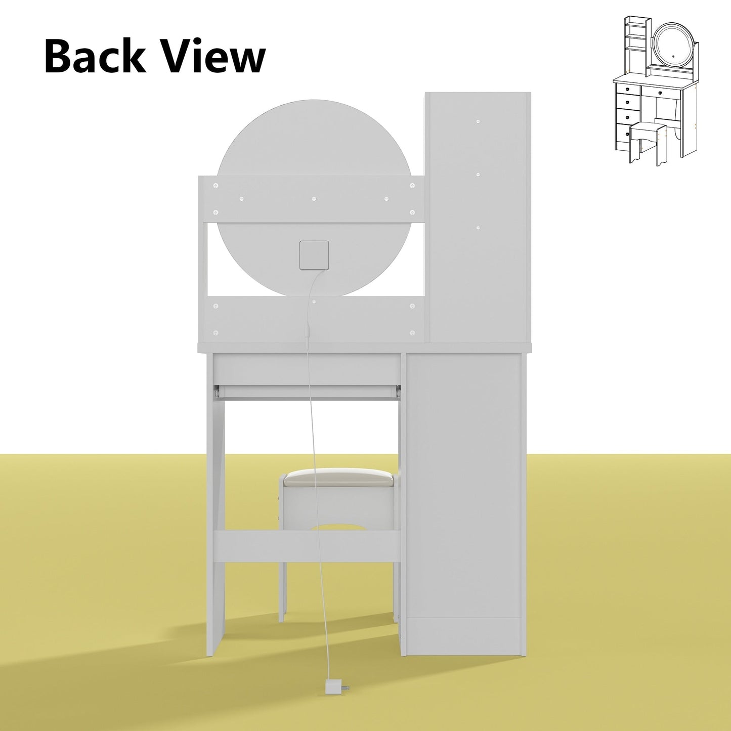 Ensemble coiffeuse avec miroir tactile et tabouret