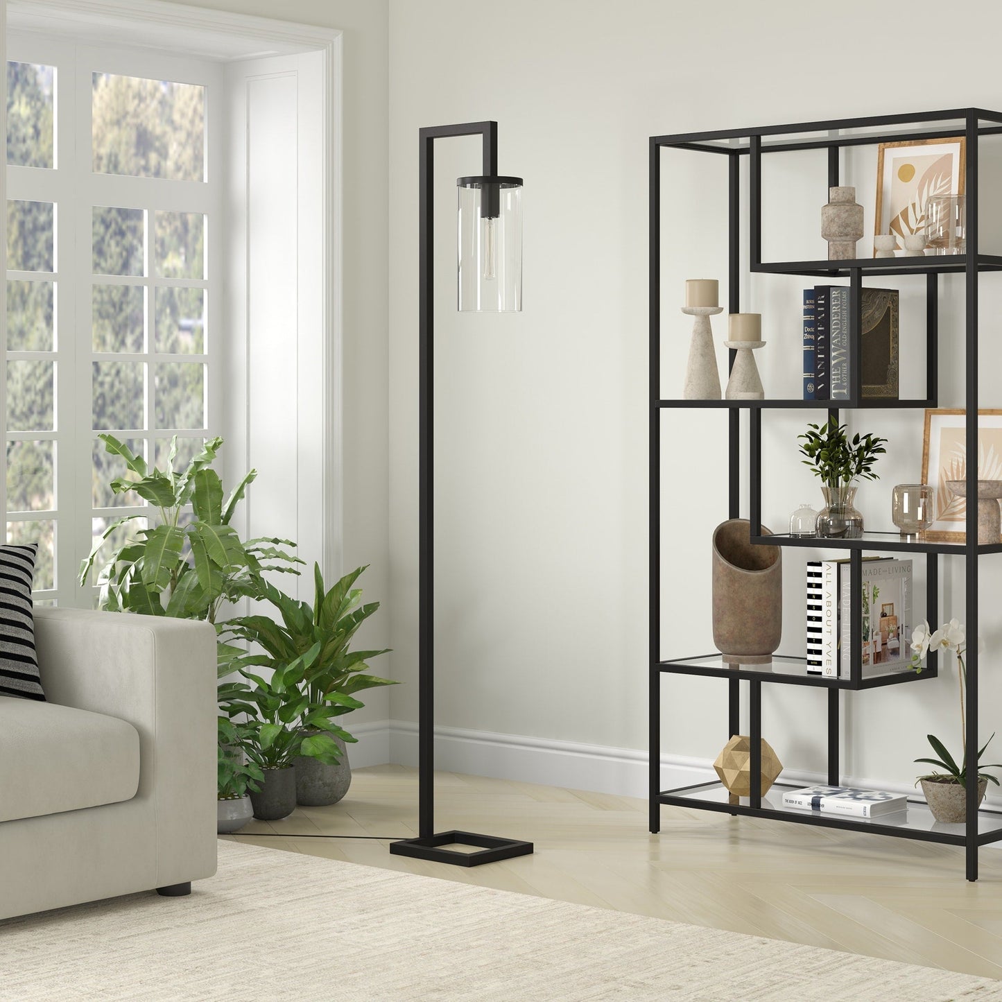 Lampadaire Malva de 67,75 cm de haut avec abat-jour en verre - 11 cm de large