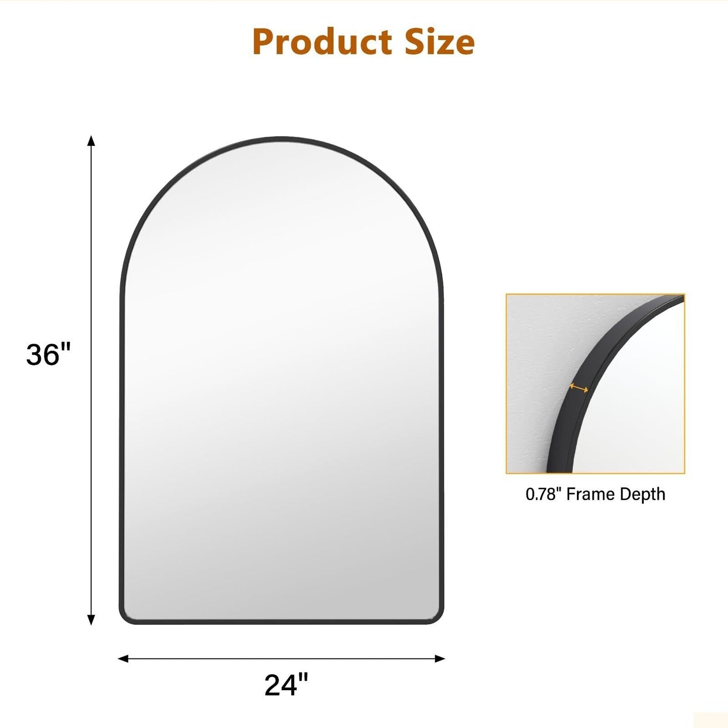 Miroir rond noir mat