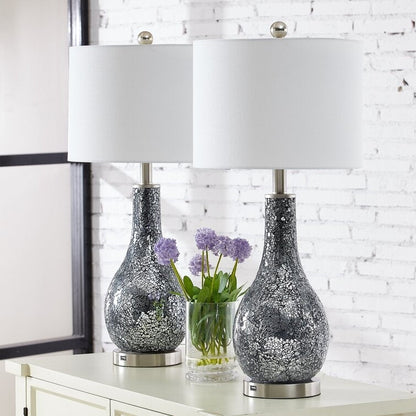 Ensemble de 2 lampes de table en verre de 25,25 pouces avec port USB