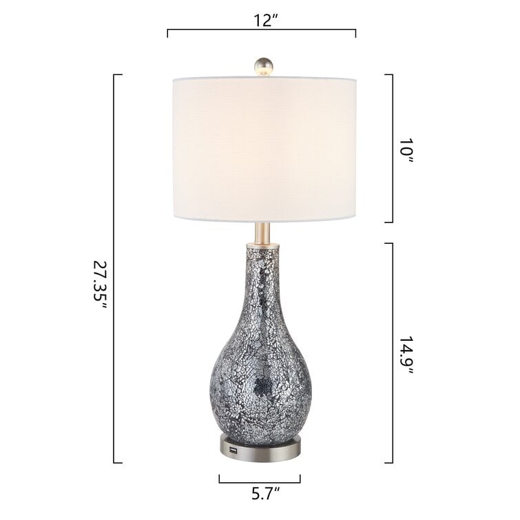 Ensemble de 2 lampes de table en verre de 25,25 pouces avec port USB