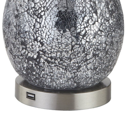Ensemble de 2 lampes de table en verre de 25,25 pouces avec port USB