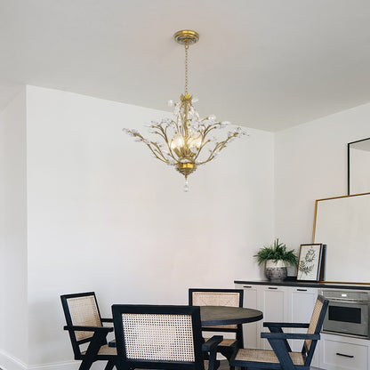 Lustre classique/traditionnel unique Maxax à 4 lumières avec accents en cristal