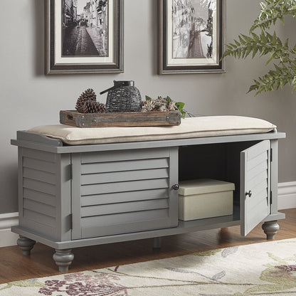 Banc de rangement à porte à volets Maybelle avec coussin en velours par iNSPIRE Q Classic