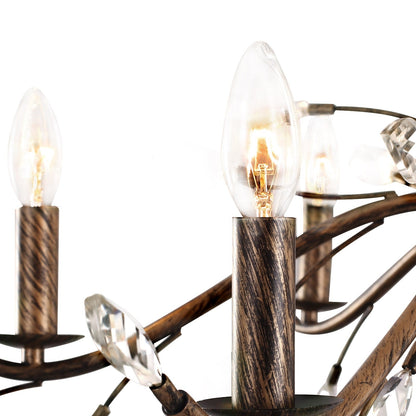 Lustre en cristal style bougie style rétro avec branches d'arbres