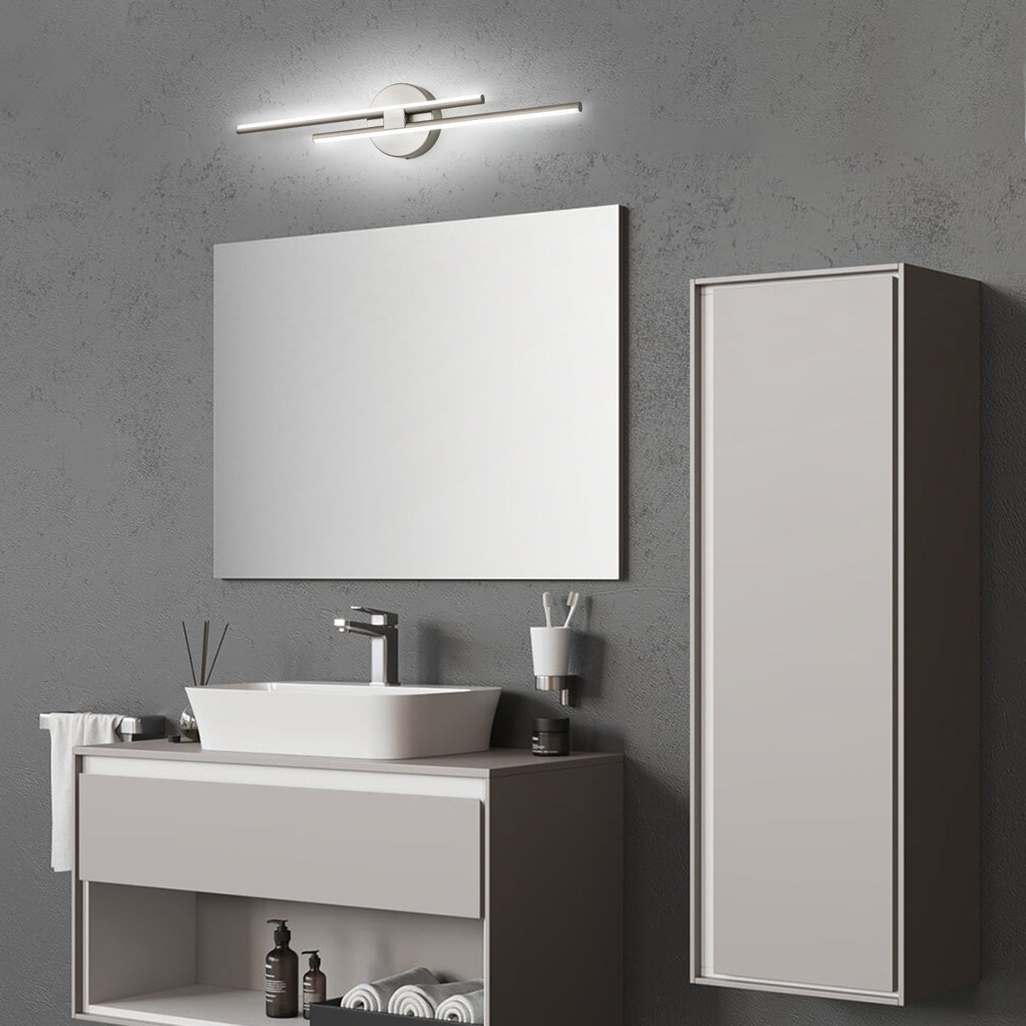 Applique murale minimaliste en métal linéaire à LED dimmable à 2 lumières