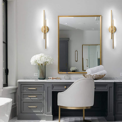 Applique murale minimaliste en métal linéaire à LED dimmable à 2 lumières