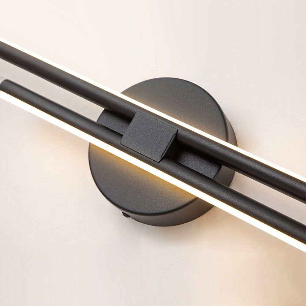 Applique murale minimaliste en métal linéaire à LED dimmable à 2 lumières