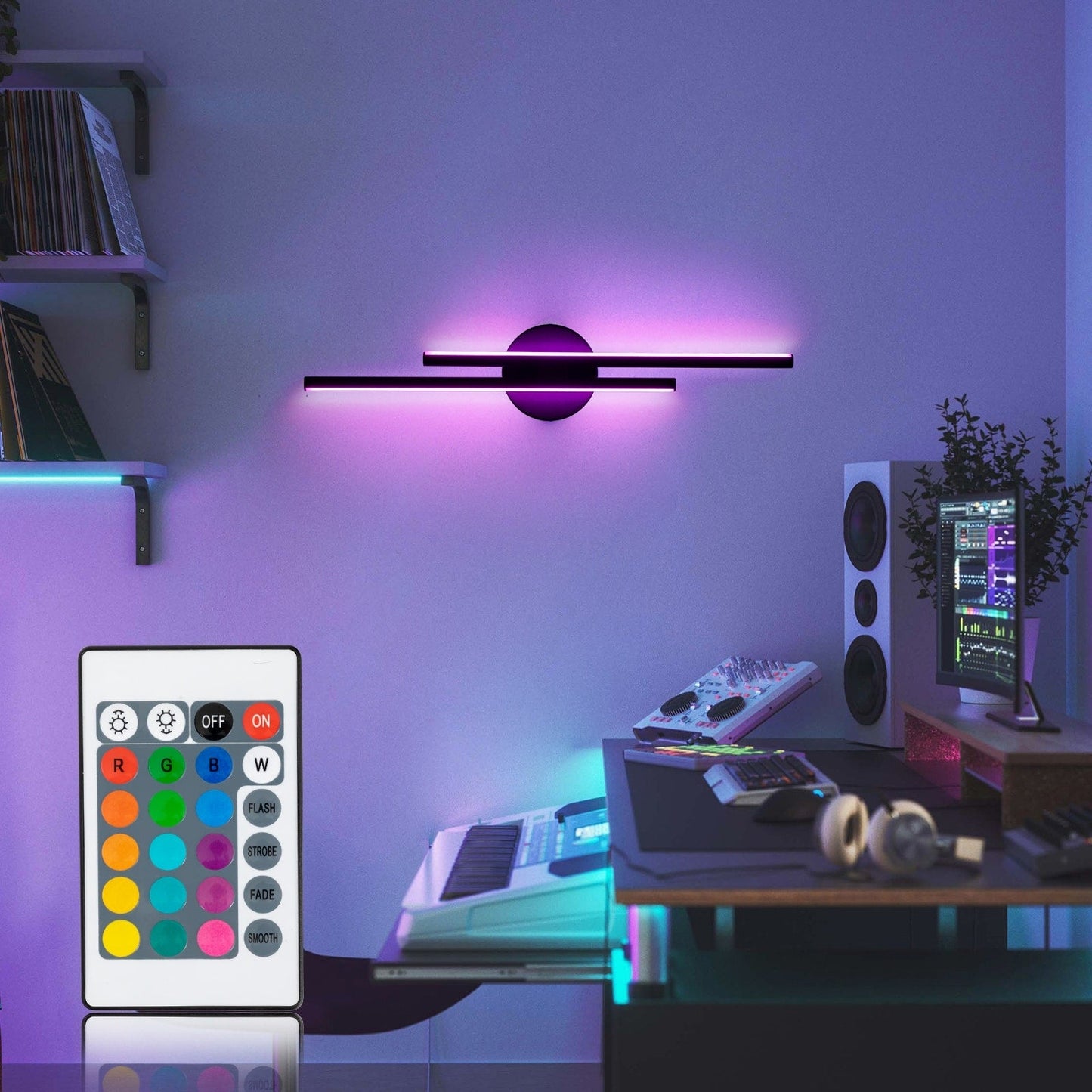 Applique murale minimaliste en métal linéaire à LED dimmable à 2 lumières