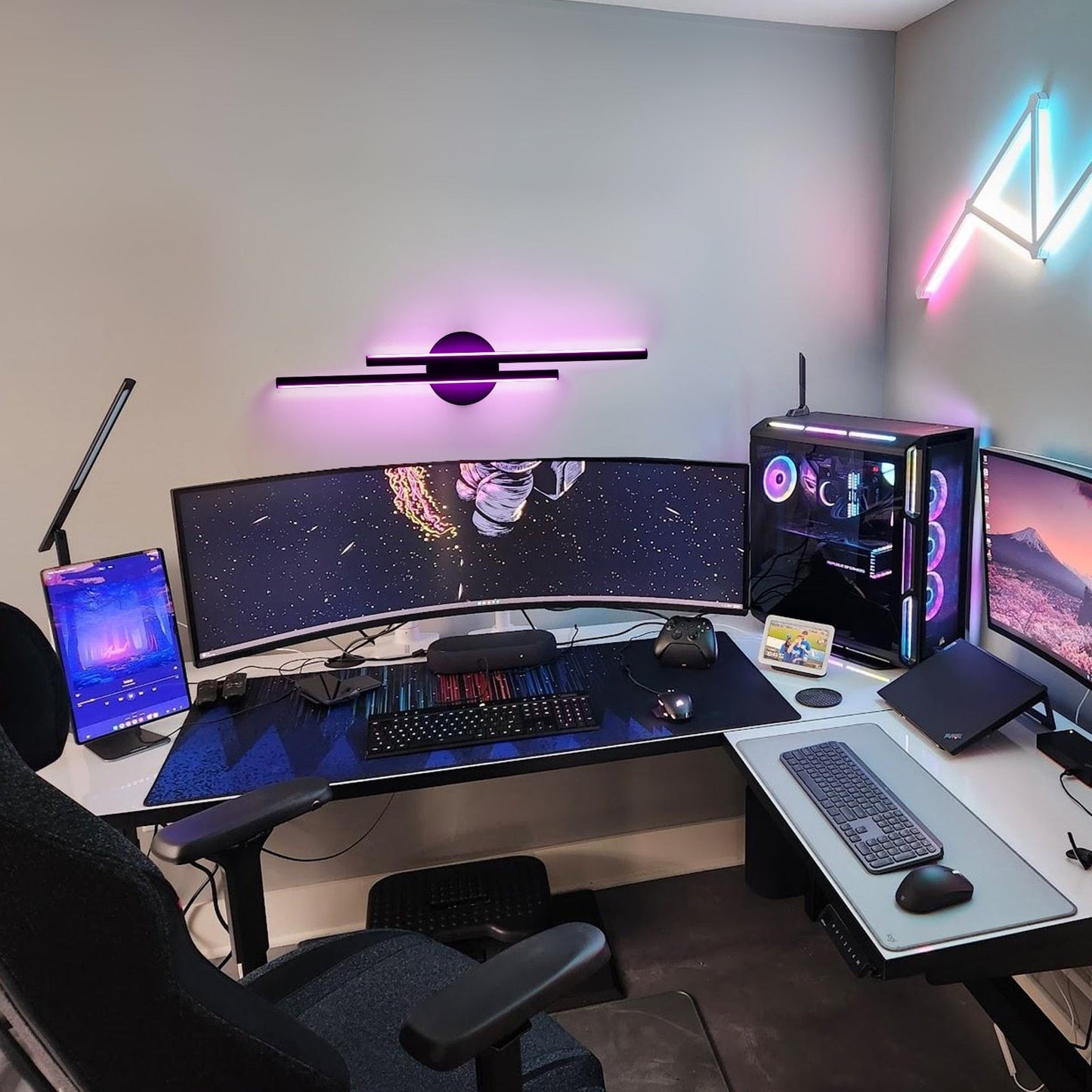 Applique murale minimaliste en métal linéaire à LED dimmable à 2 lumières