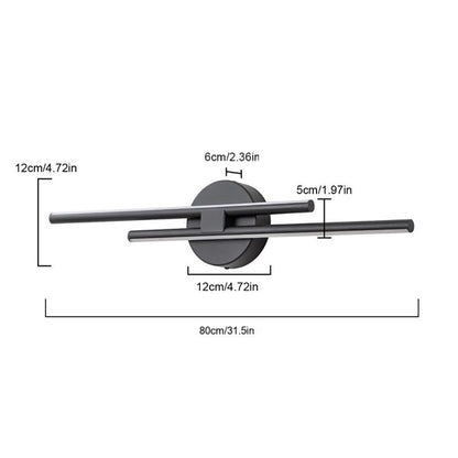 Applique murale minimaliste en métal linéaire à LED dimmable à 2 lumières