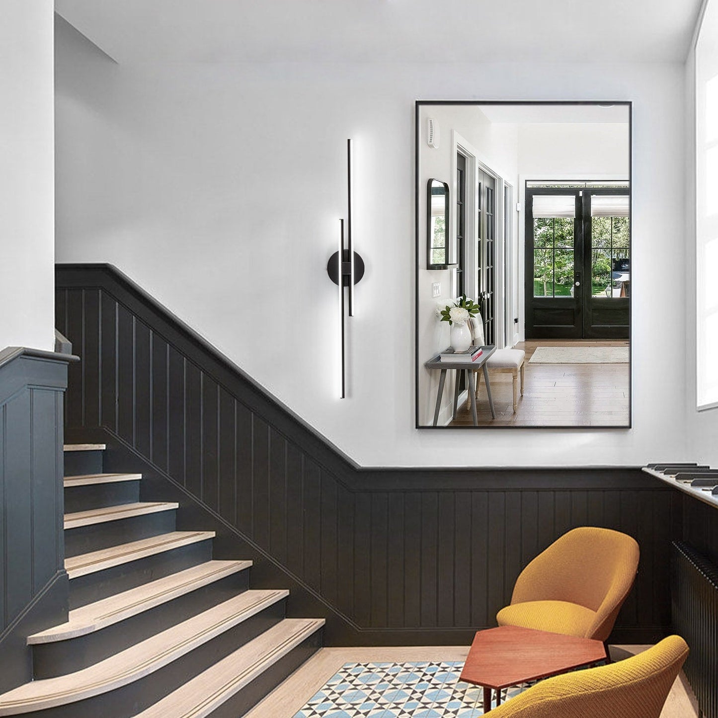 Applique murale minimaliste en métal linéaire à LED dimmable à 2 lumières