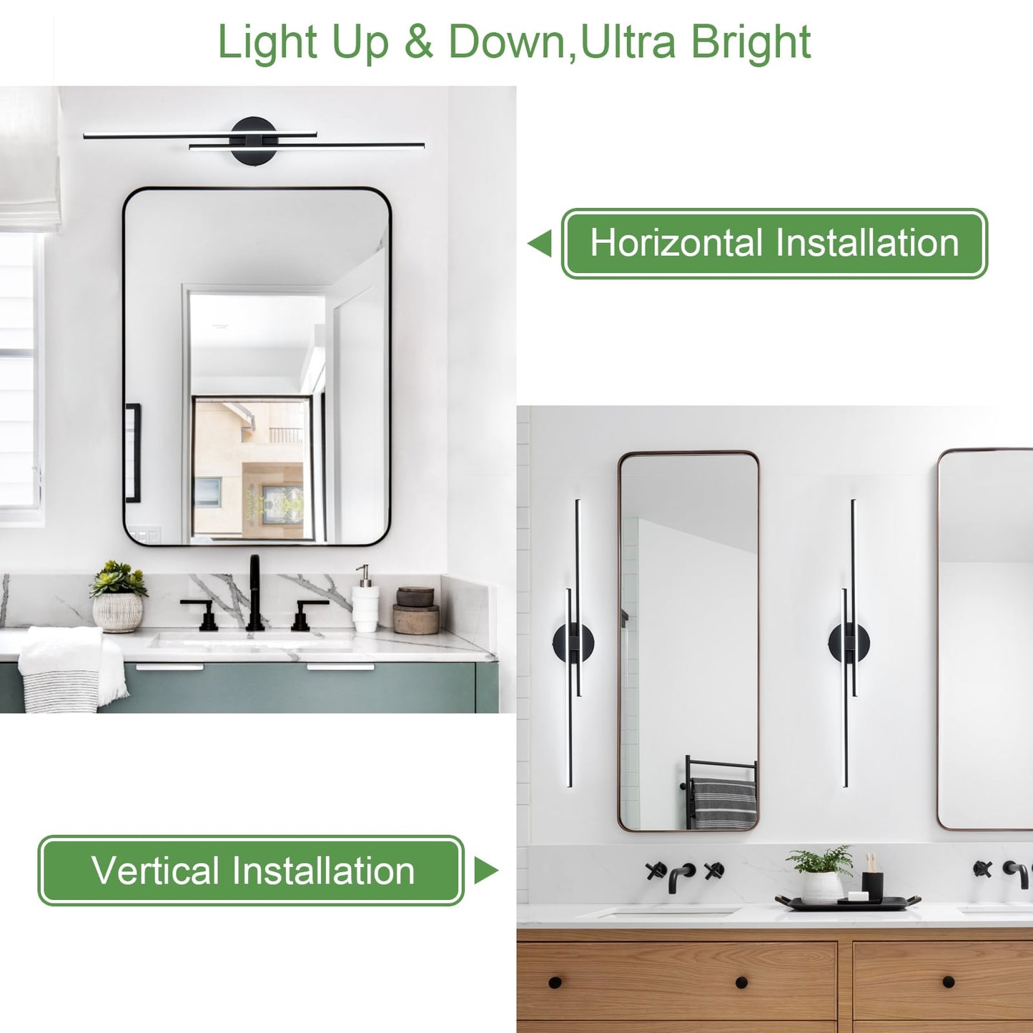 Applique murale minimaliste en métal linéaire à LED dimmable à 2 lumières