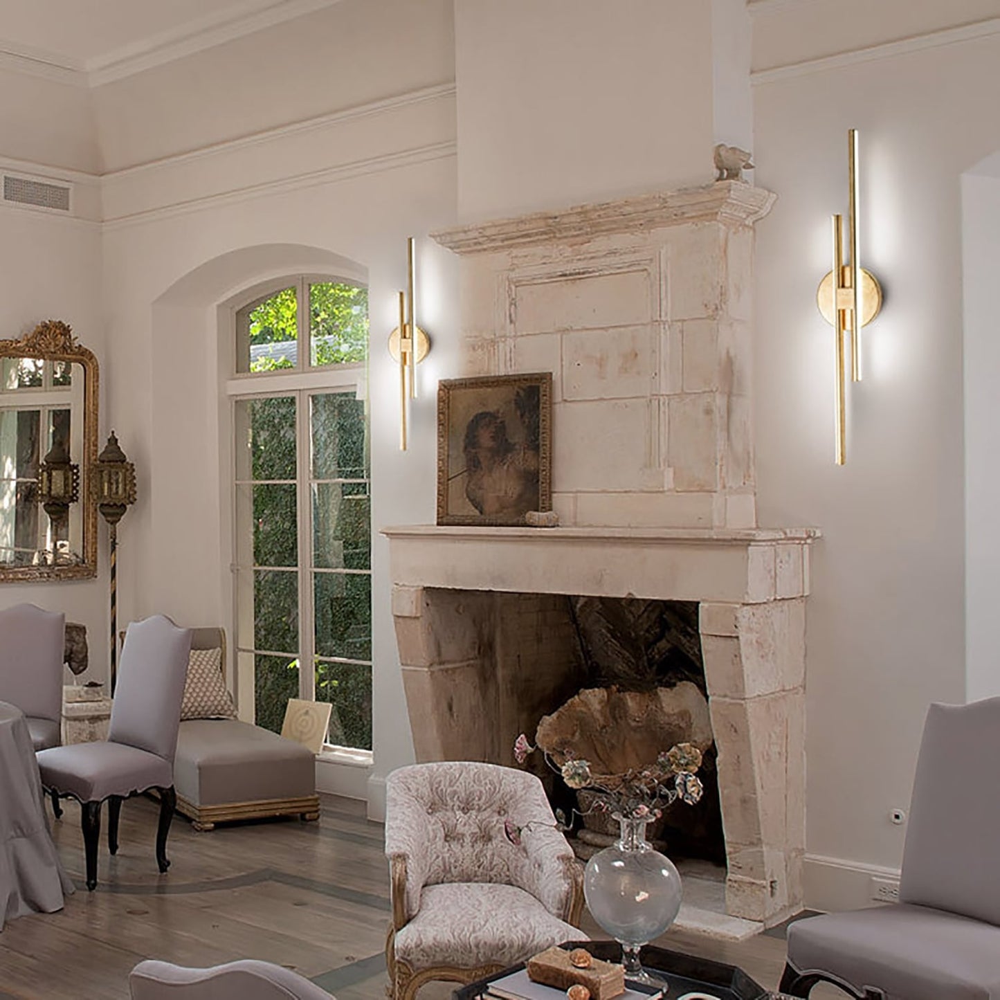 Applique murale minimaliste en métal linéaire à LED dimmable à 2 lumières