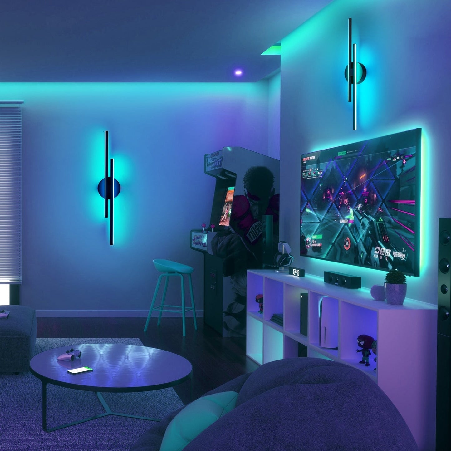 Applique murale minimaliste en métal linéaire à LED dimmable à 2 lumières