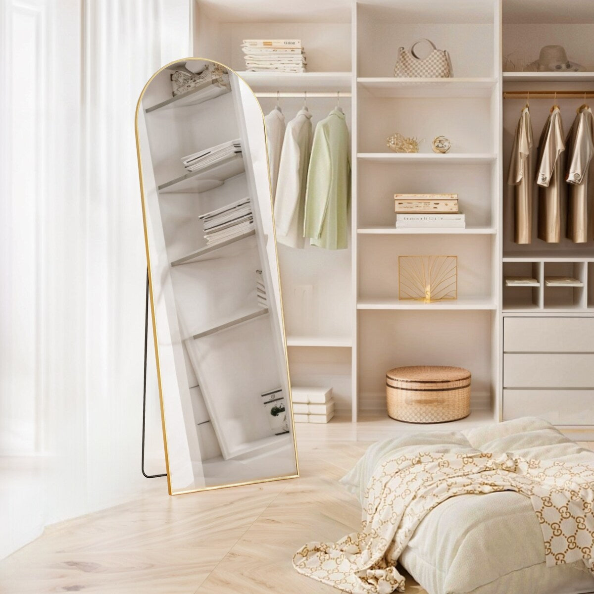 Miroir mural pleine longueur avec verre incassable, sur pied pour chambre ou dressing