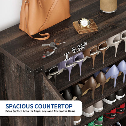 Meuble de rangement à chaussures Moasis à 5 niveaux pour 20 paires de chaussures avec portes doubles pour l'entrée