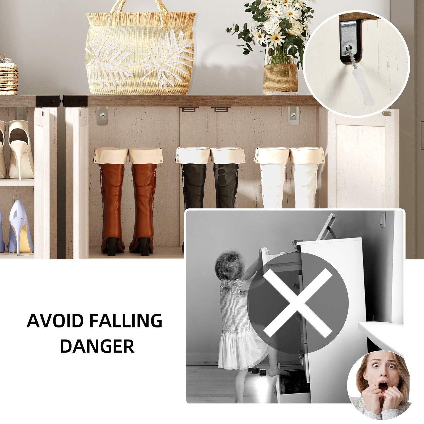 Meuble de rangement à chaussures Moasis à 5 niveaux pour 20 paires de chaussures avec portes doubles pour l'entrée