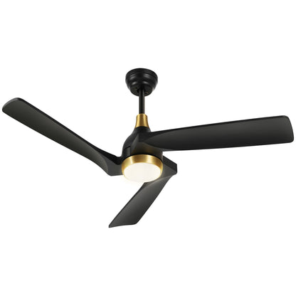 Ventilateur de plafond moderne Moasis 52 avec télécommande, éclairage et 5 pales en bois massif