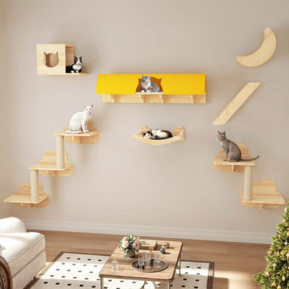 Ensemble d'étagères murales pour chat Moasis, ensemble d'escalade en bois pour chat.