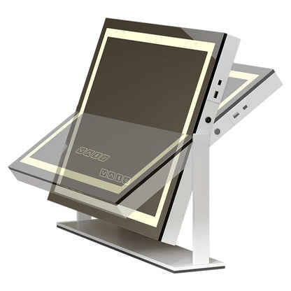 Miroir de maquillage Moasis avec lumière LED, port de chargement USB, grossissement x10 et haut-parleur Bluetooth.