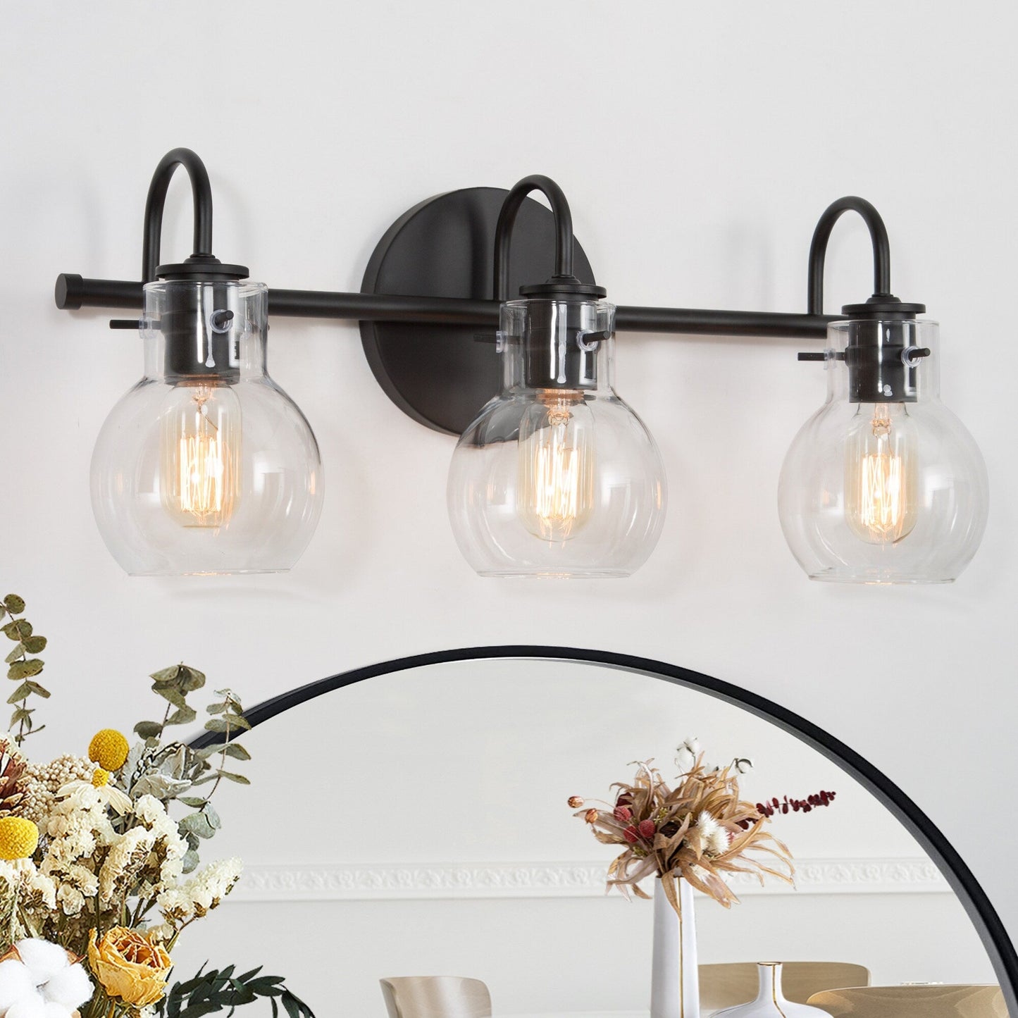 Applique murale moderne en verre à 2/3/4/5 lumières pour salle de bain, design minimaliste