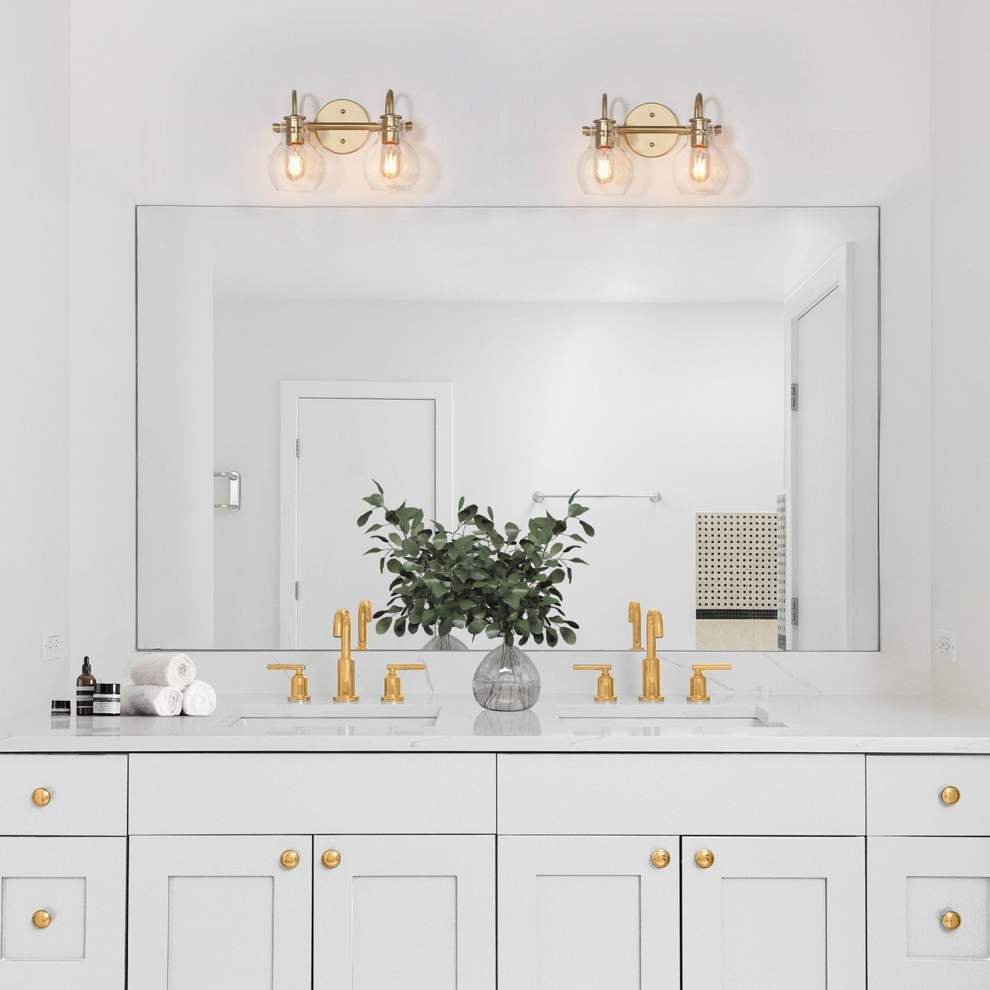 Applique murale moderne en verre à 2/3/4/5 lumières pour salle de bain, design minimaliste