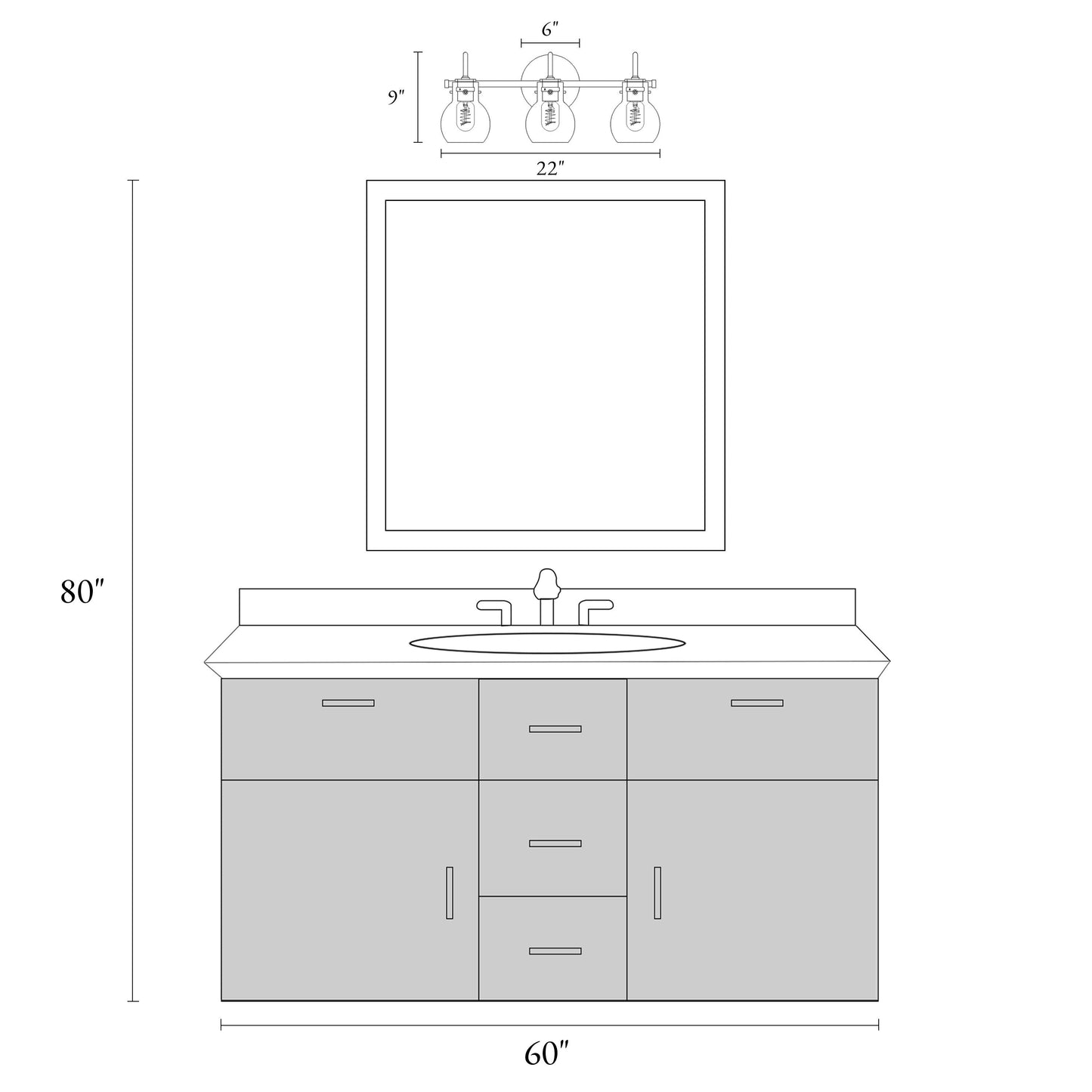 Applique murale moderne en verre à 2/3/4/5 lumières pour salle de bain, design minimaliste