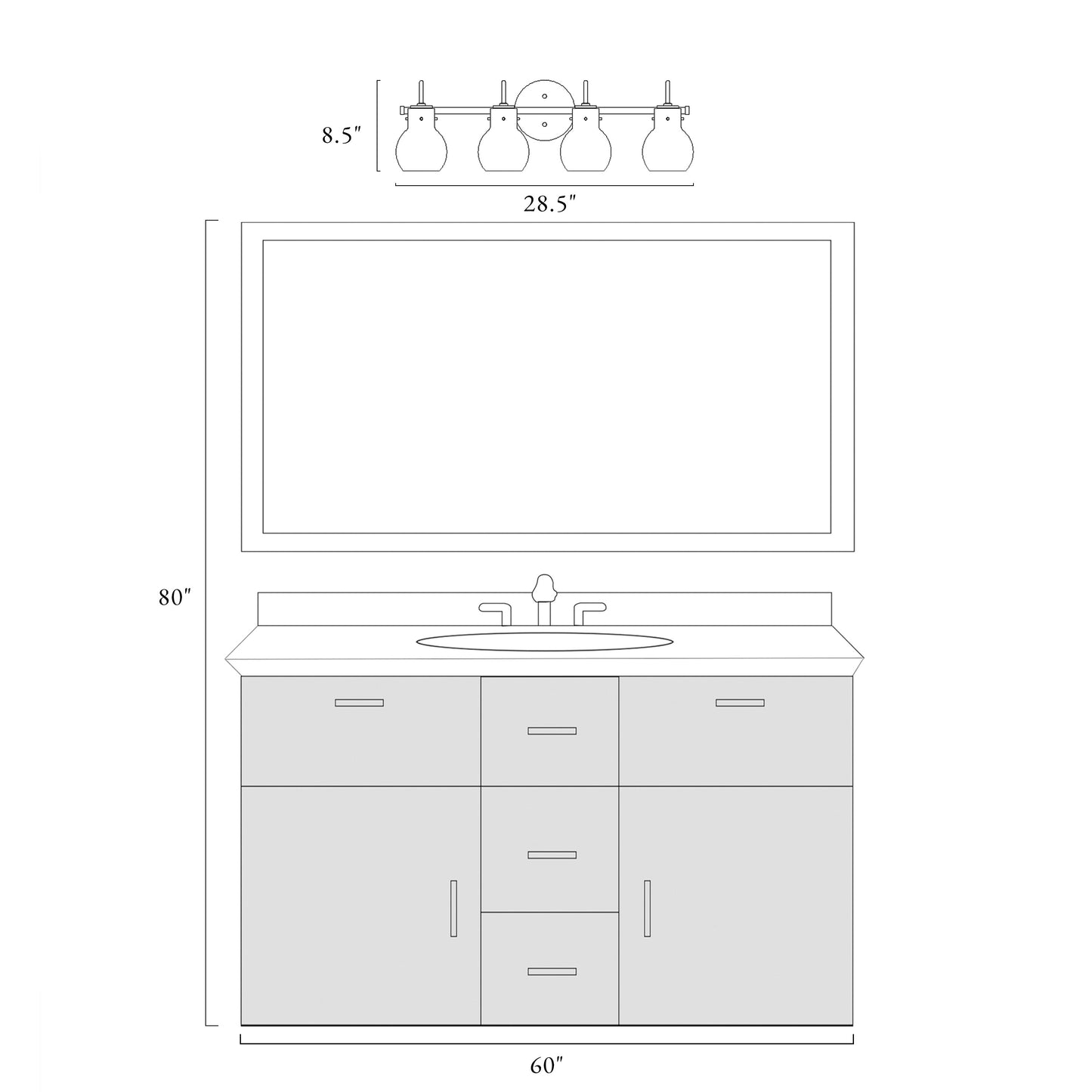 Applique murale moderne en verre à 2/3/4/5 lumières pour salle de bain, design minimaliste