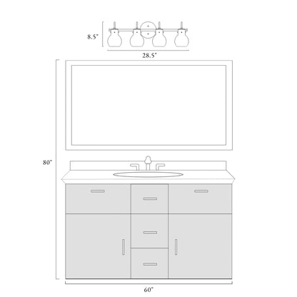 Applique murale moderne en verre à 2/3/4/5 lumières pour salle de bain, design minimaliste