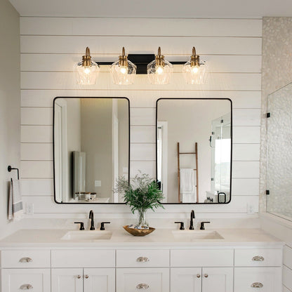 Appliques murales modernes à 3/4 lumières pour salle de bain, à intensité variable, avec abat-jour en verre