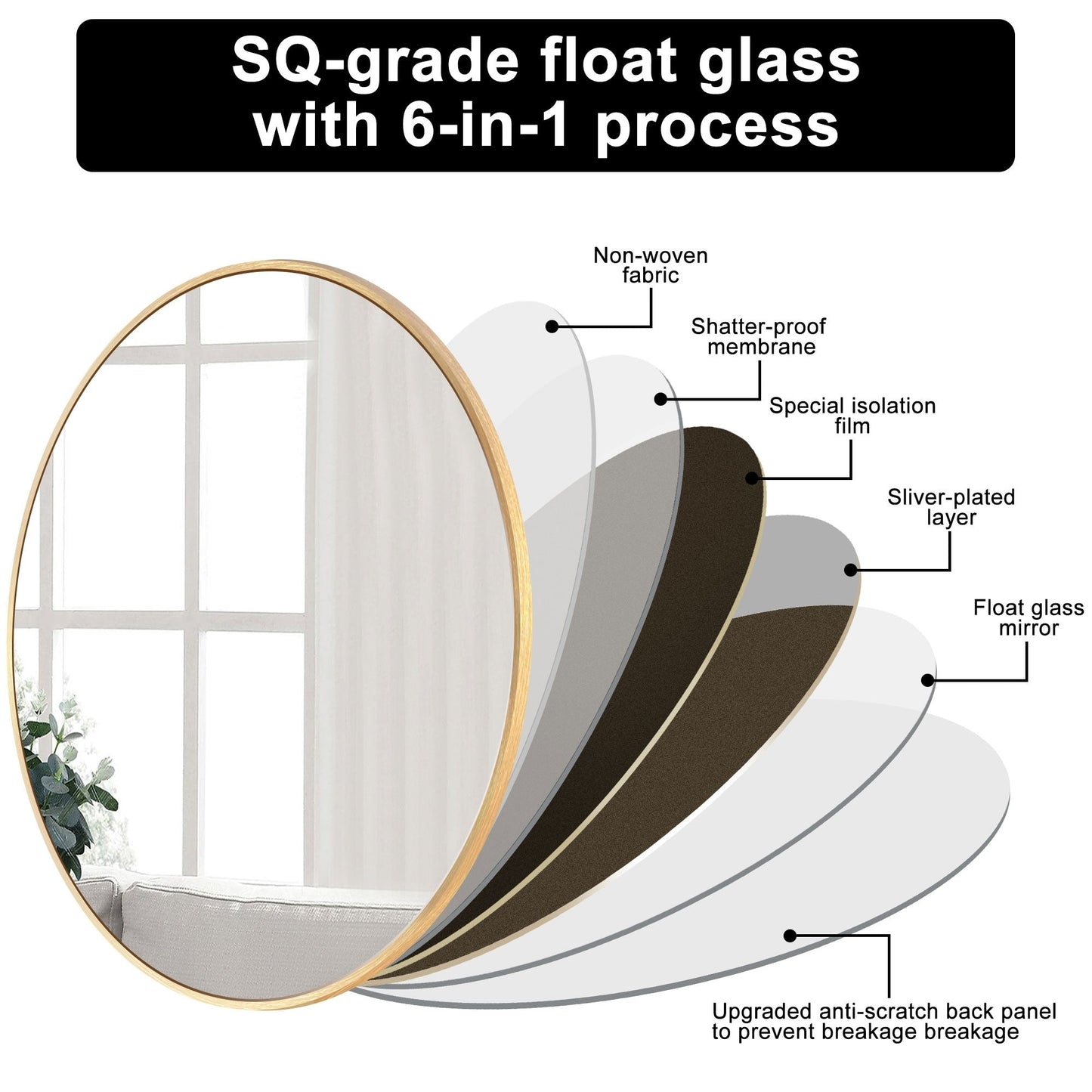 Miroir de courtoisie rond mural moderne pour salle de bain