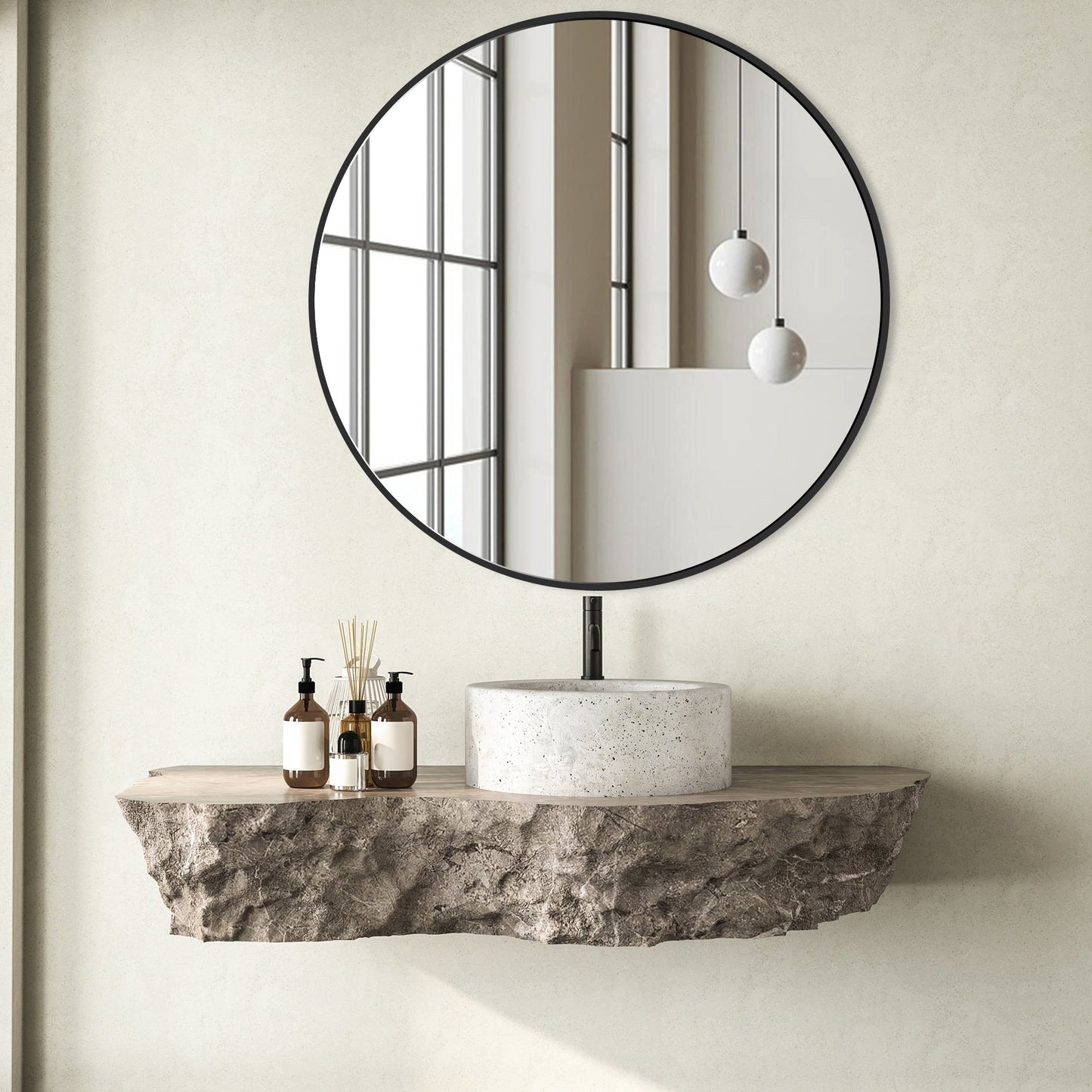 Miroir de courtoisie rond mural moderne pour salle de bain